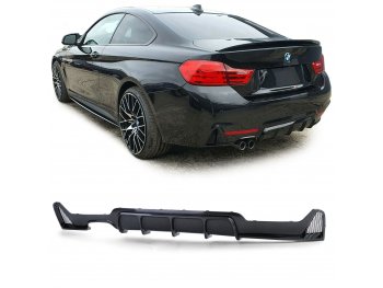 Диффузор заднего бампера под 1 выхлоп под карбон в стиле M-Performance для BMW 4 F32 / F36