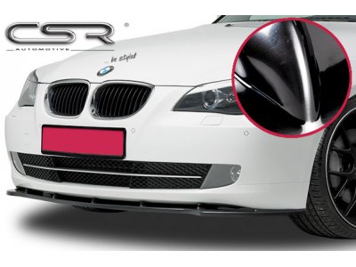 Накладка сплиттер на передний бампер чёрный глянец от CSR Automotive для BMW 5 E60 рест