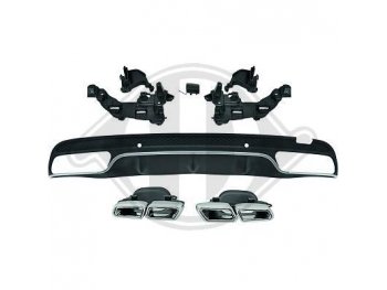 Диффузор заднего бампера с насадками C63 AMG Look от HD на Mercedes C класс W205