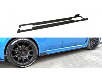 Накладки сплиттеры на пороги Var2 от Maxton Design для Subaru Impreza III WRX STI