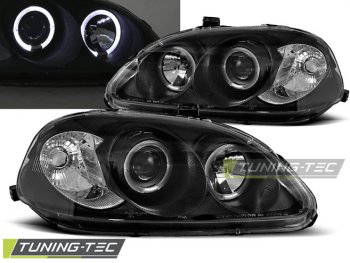 Фары передние Angel Eyes Black от Tuning-Tec для Honda Civic VI рестайл