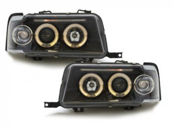 Передние фары Dectane Angel Eyes чёрные для Audi 80 B4