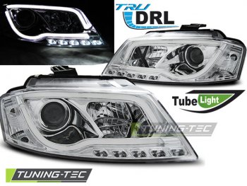 Фары передние Tube Light Chrome для Audi A3 8P рестайл