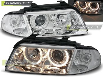 Фары передние Angel Eyes Chrome V2 для Audi A4 B5 рестайл