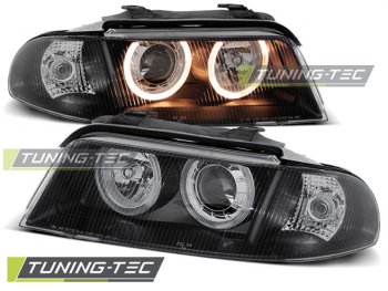Фары передние Angel Eyes Black V2 для Audi A4 B5 рестайл