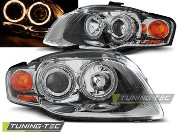 Фары передние Angel Eyes Chrome для Audi A4 B7
