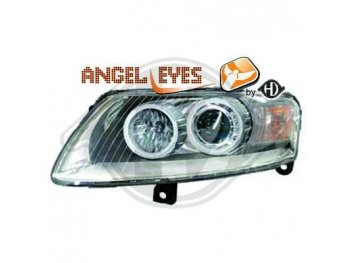 Фары передние HD Angel Eyes Chrome для Audi A6 C6
