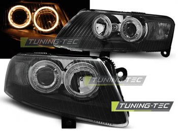 Фары передние Angel Eyes Black для Audi A6 C6