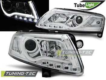 Фары передние Tube Light Chrome для Audi A6 C6