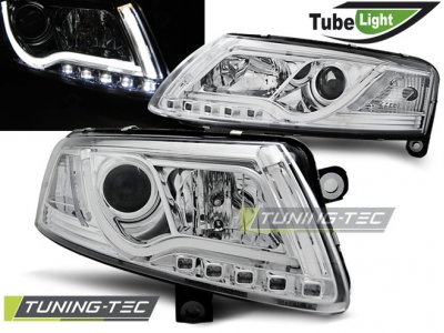 Фары передние Tube Light Chrome для Audi A6 C6