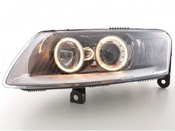 Фары передние HD Angel Eyes Black для Audi A6 C6