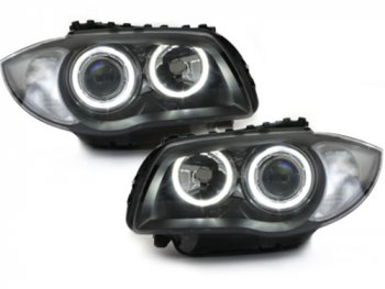 Передняя альтернативная оптика Neon Angel Eyes Black для BMW 1 E87
