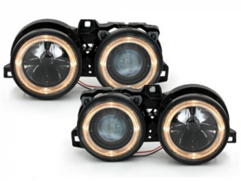 Передняя альтернативная оптика Angel Eyes Black Var2 для BMW 3 E30