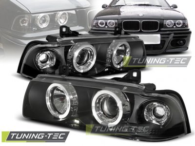 Фары передние Angel Eyes Black для BMW 3 E36 Coupe / Cabrio