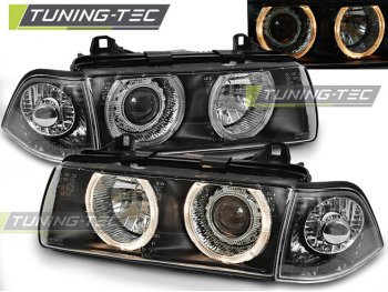 Передняя альтернативная оптика Angel Eyes Black для BMW 3 E36 Coupe / Cabrio