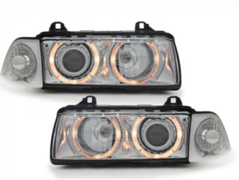 Фары передние Angel Eyes Chrome для BMW 3 E36 Sedan / Touring