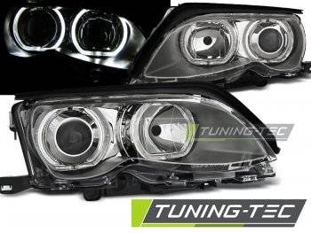 Фары передние LED Angel Eyes Chrome без поворота Var2 для BMW 3 E46 Sedan рестайл