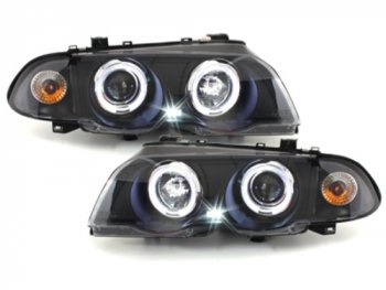 Фары передние Angel Eyes LED Black для BMW 3 E46 Sedan