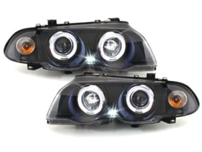 Фары передние Angel Eyes LED Black для BMW 3 E46 Sedan