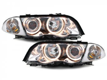 Фары передние Angel Eyes Chrome для BMW 3 E46 Sedan