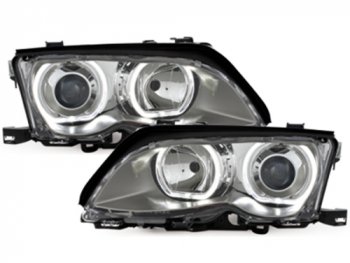 Фары передние LED Angel Eyes Chrome без поворота для BMW 3 E46 Sedan рестайл