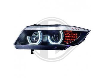 Фары передние 3D Angel Eyes LED Black от HD для BMW 3 E90 рестайл