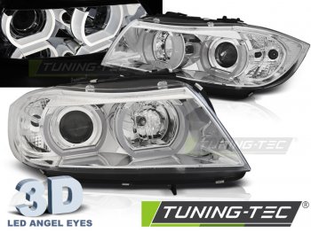 Фары передние 3D Angel Eyes Chrome от Tuning-Tec для BMW 3 E90