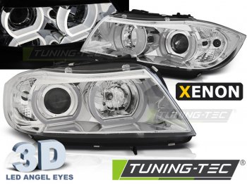 Фары передние 3D Angel Eyes Chrome от Tuning-Tec для BMW 3 E90 XENON