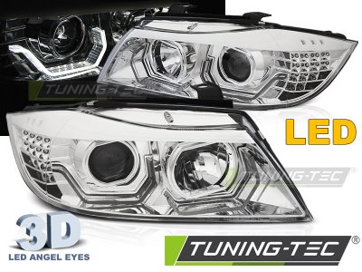 Передние фары с 3D ангельскими глазками хром от Tuning-Tec для BMW 3 E90