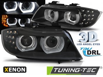Передние фары с 3D ангельскими глазками для BMW 3 E90 XENON рестайл
