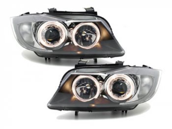 Фары передние Angel Eyes Black для BMW 3 E90