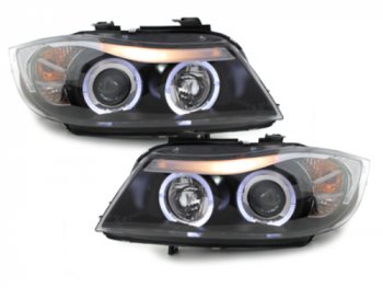 Фары передние LED Angel Eyes Black для BMW 3 E90