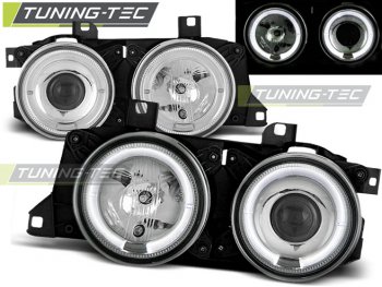 Фары передние LED Angel Eyes Chrome для BMW 5 E34 / 7 E32