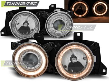 Передняя альтернативная оптика Angel Eyes Chrome для BMW 5 E34 / 7 E32