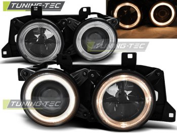 Фары передние Angel Eyes Black для BMW 5 E34 / 7 E32