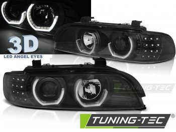 Передняя альтернативная оптика 3D Angel Eyes LED Black для BMW 5 E39