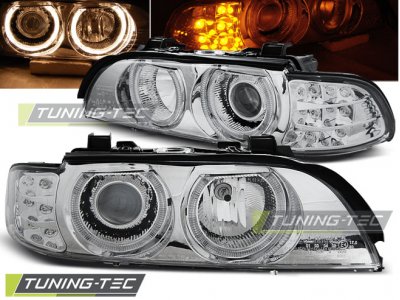 Фары передние с LED поворотником Angel Eyes Chrome от Tuning-Tec для BMW 5 E39