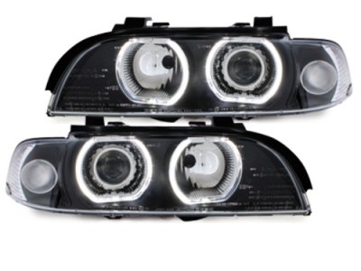 Фары передние F-Style Angel Eyes Black для BMW 5 E39 XENON