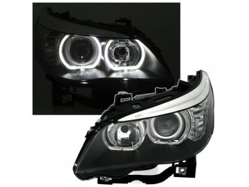 Фары передние F-Style Angel Eyes Black для BMW 5 E60