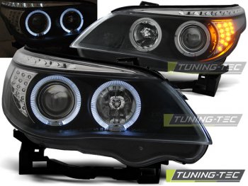 Передняя альтернативная оптика LED Angel Eyes Black для BMW 5 E60