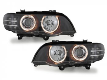 Фары передние LED Angel Eyes Black для BMW X5 E53 XENON