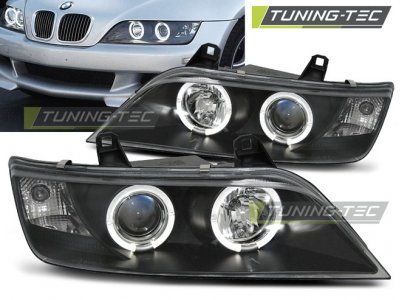 Передние фары с ангельскими глазками чёрные от Tuning-Tec для BMW Z3 E36/7