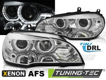 Передние фары 3D ангельские глазки хром от Tuning-Tec для BMW X5 E70 под ксенон с AFS
