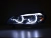 Передние фары 3D ангельские глазки чёрные от HD для BMW X5 E70 под ксенон