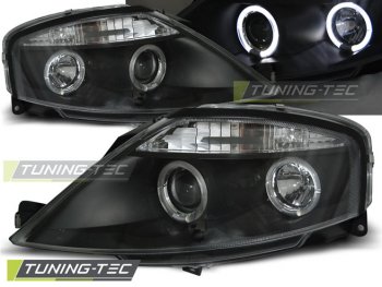 Передняя альтернативная оптика LED Angel Eyes Black для Citroen C3