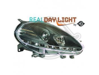 Передние фары Dayline Black для Fiat Punto III Evo