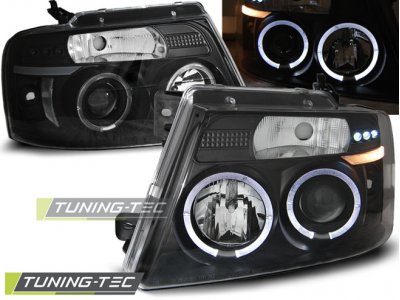 Передние фары LED Angel Eyes Black для Ford F150 XI