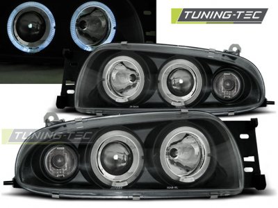 Передняя альтернативная оптика LED Angel Eyes Black от Tuning-Tec для Ford Fiesta IV