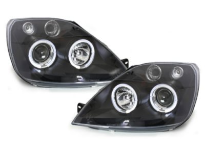 Фары передние LED Angel Eyes Black для Ford Fiesta Mk6