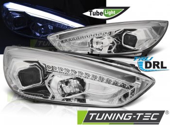 Передние фары с дневными ходовыми огнями хром для Ford Focus III рестайл